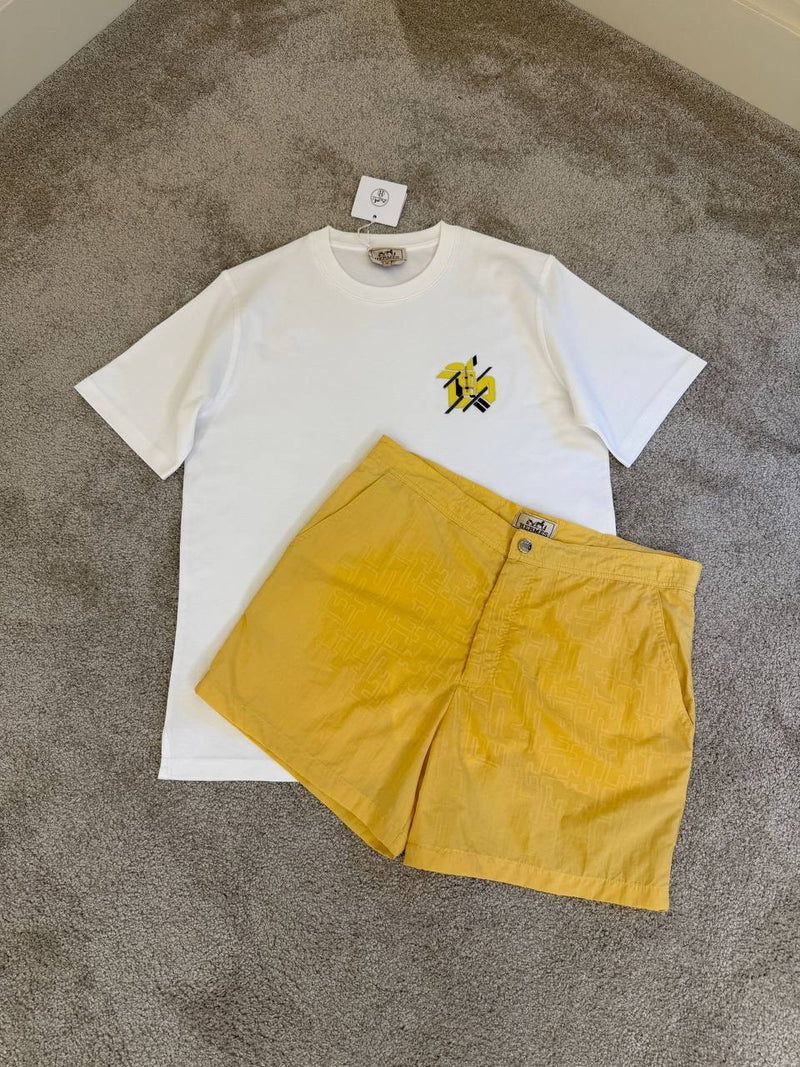 Graphic Logo Tee & Monogram Shorts Set – Yellow