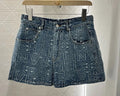 PATTERN DENIM SHORTS